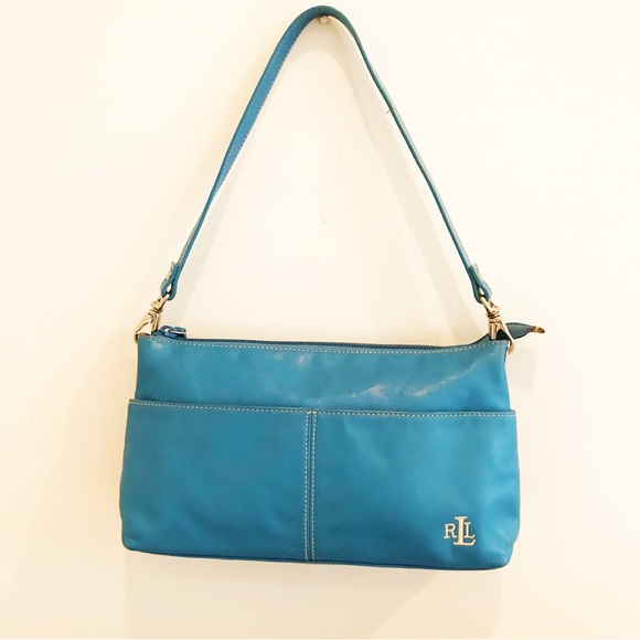 Ralph Lauren Handbags - Ralph Lauren Shoulder Bag. Blue with Tan Stitching